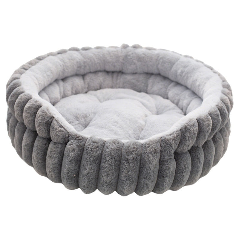 Pet Cat Nest Straight Rabbit Plush Pet Bed Round